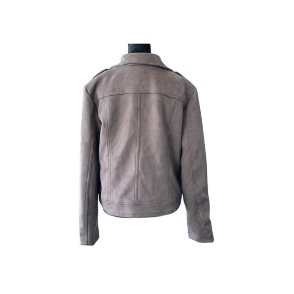 Philosophy Republic Clothing Jacket Moto Faux Suede Charcoal Grey Women’s Size L - Picture 3 of 7